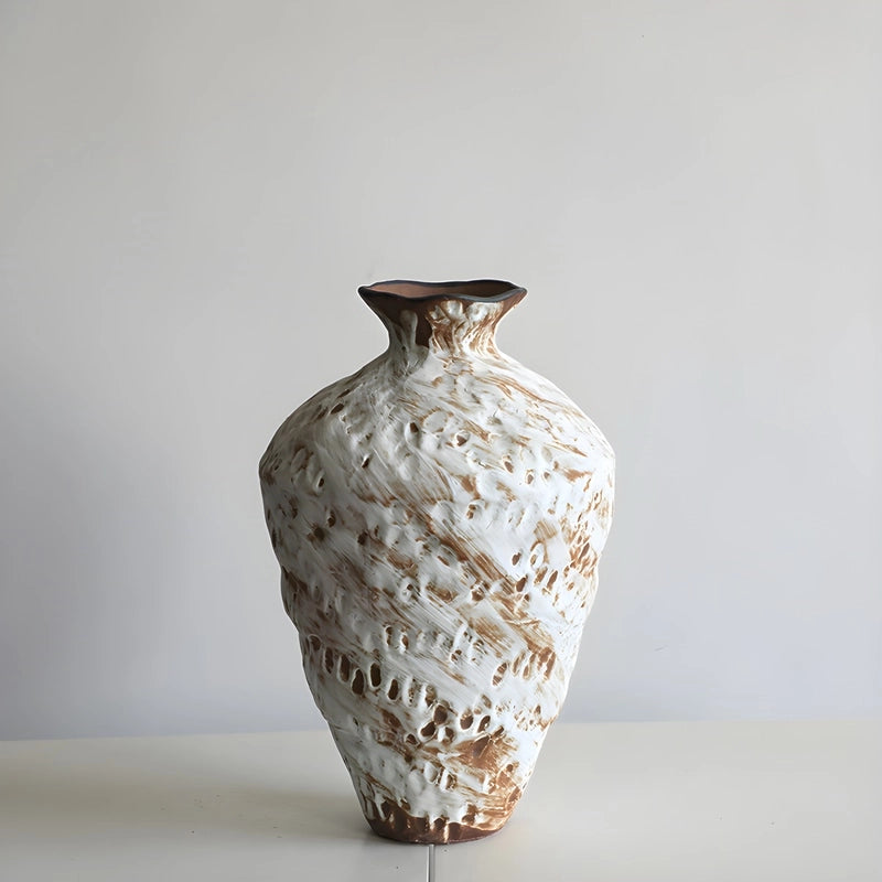 Vase Poterie Wabi Sabi en Céramique présentation modèle A blanc