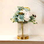 Vase Raffiné Colonne Transparente Cadre Doré - Vignette | Vase Cute