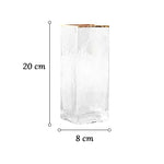 Vase Rectangulaire Opalisé Bordure Dorée - Vignette | Vase Cute
