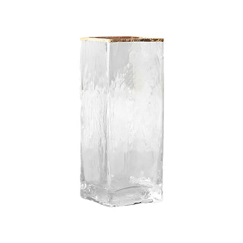 Vase rectangulaire opalisé bordure dorée en verre modèle S.