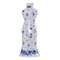 Vase robe kimono chinois bleu et blanc en Porcelaine style A.