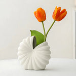 Vase Rond Blanc Forme Coquillage - Vignette | Vase Cute
