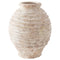 Vase Rustique Beige Cerclages Horizontaux modèle L sur fond blanc sans fleurs.