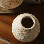 Vase Rustique Beige Cerclages Horizontaux - Vignette | Vase Cute