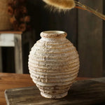 Vase Rustique Beige Cerclages Horizontaux - Vignette | Vase Cute