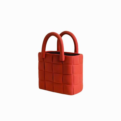 Vase sac design Morandi en Céramique couleur brique.