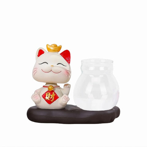 Vase soliflore chat présentation modèle A fond blanc sans plante