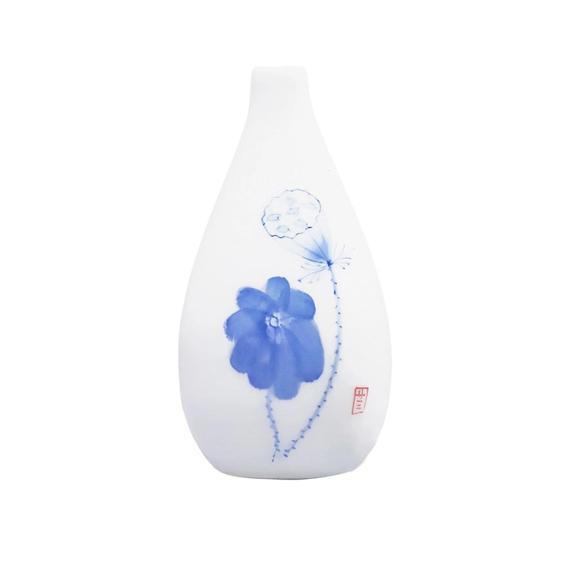 Vase Soliflore Chinois Motif Fleurs en Porcelaine modèle B.