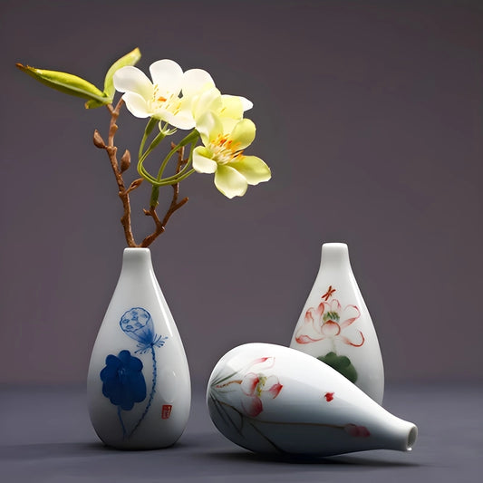 Vase Soliflore Chinois Motif Fleurs en Porcelaine présentation de tous les modèles.