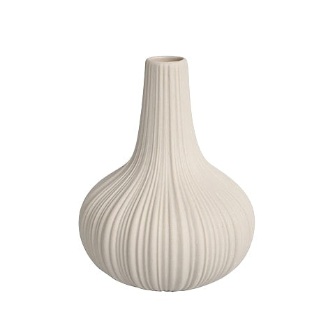 Vase soliflore style scandinave en céramique modèle Beige sur fond blanc.