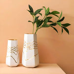 Vase Sophistiqué Polygone Blanc et Doré - Vignette | Vase Cute