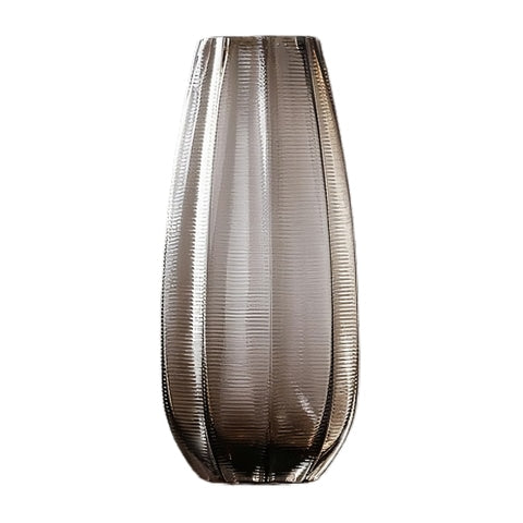 Vase strié coloré marron transparent en verre modèle M.