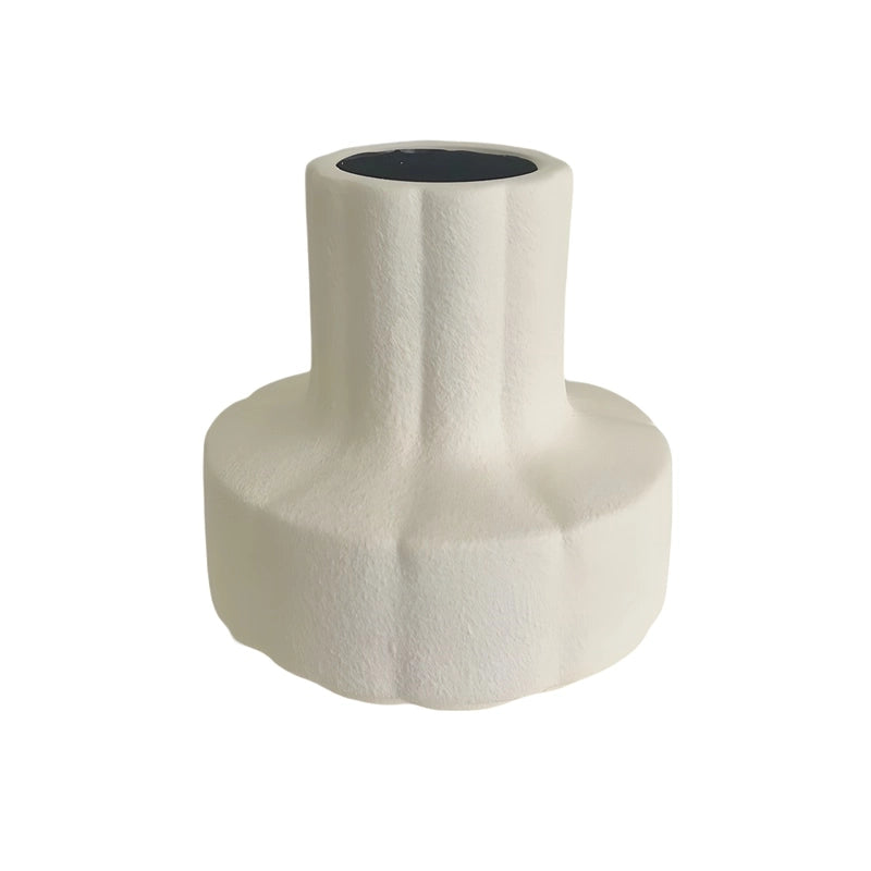 Vase Structuré Décoratif Crème en Céramique.