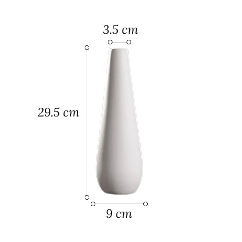 Vase tendance blanc nordique en céramique modèle Grand avec dimensions sur fond blanc.