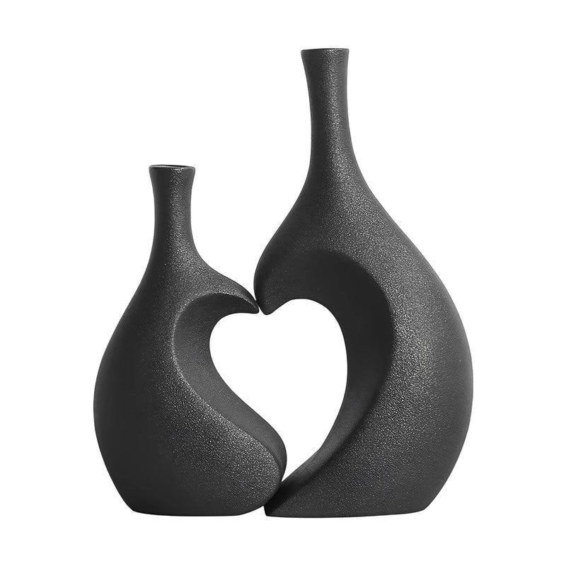 Vase Tendance Duo Cœur Design en Céramique modèle Duo Noir.