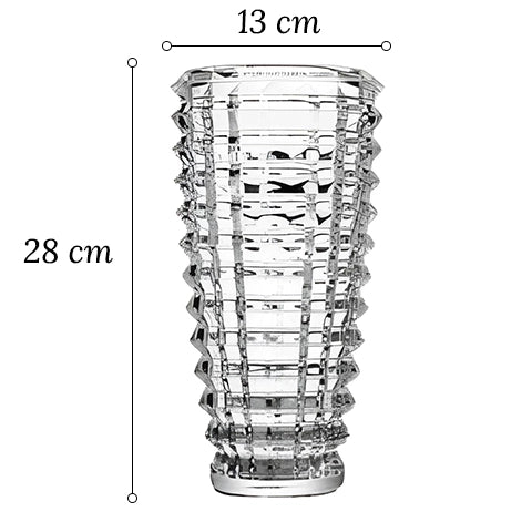 Vase Transparent Design Élégant en Verre dimensions du modèle Grand sur fond blanc.