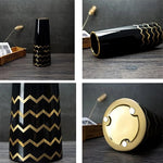 Vase Trapèze Noir Motifs Dorés - Vignette | Vase Cute