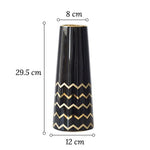 Vase Trapèze Noir Motifs Dorés - Vignette | Vase Cute