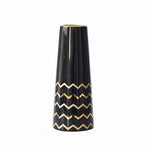 Vase Trapèze Noir Motifs Dorés - Vignette | Vase Cute