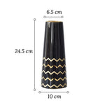 Vase Trapèze Noir Motifs Dorés - Vignette | Vase Cute