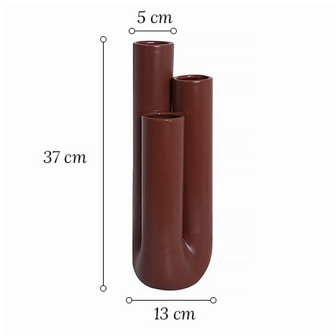 Vase trois tubes dimensions modèle Marron.