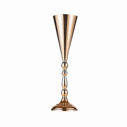 Vase trompette mariage centre de table couleur or en métal modèle C 42cm.