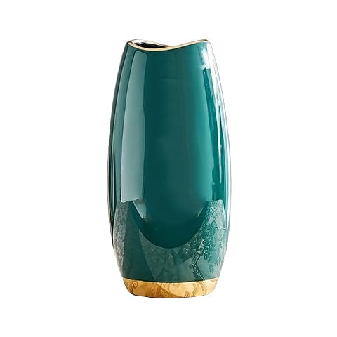 Vase vert foncé modèle vert liseré doré.