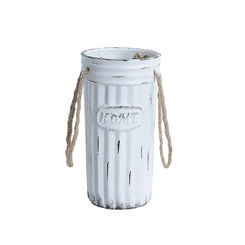 Vase vieilli pot à fleurs pastel avec lien de chanvre en céramique modèle Blanc.