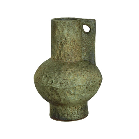 Vase vieilli style antique en céramique modèle B couleur kaki.