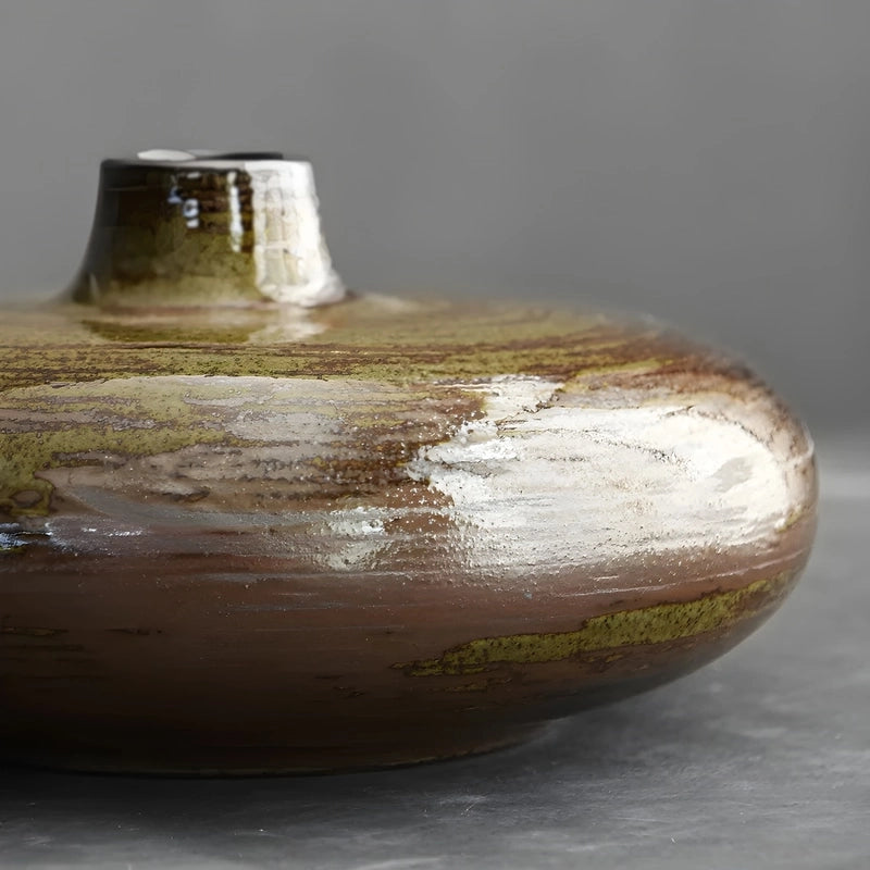 Vase Vintage Poterie Ikebana en Céramique détails de côté.