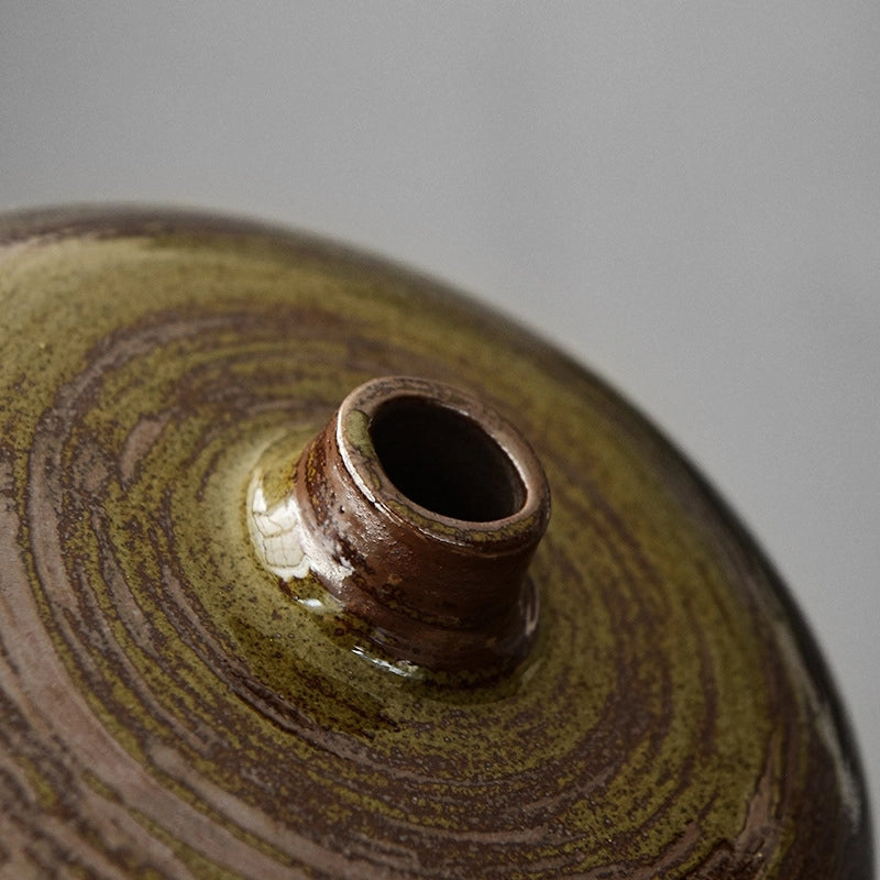 Vase Vintage Poterie Ikebana en Céramique détails du col.