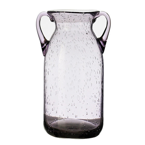 Vase violet verre bullé avec anses en verre modèle L.