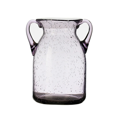 Vase violet verre bullé avec anses en verre modèle M.