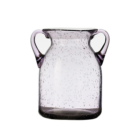 Vase violet verre bullé avec anses en verre modèle S.