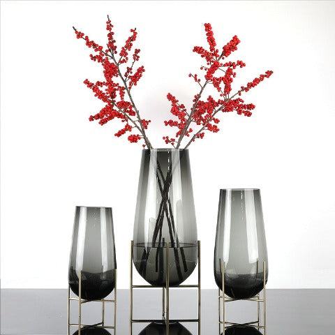 Grand vase en verre modèles A & B & C Gris fumé