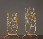 Grand Vase Transparent Support Doré Motifs Feuilles - Vignette | Vase Cute