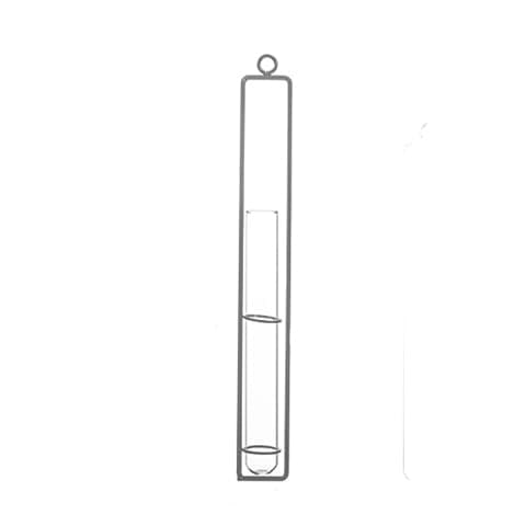 Soliflore Design tube suspendu en Fer Forgé et Verre, Gris taille L.