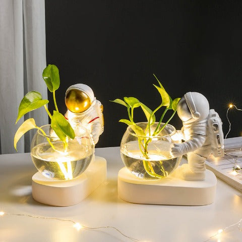 Modèles Astronaute 1 & Astronaute 2 avec plante verte présentation