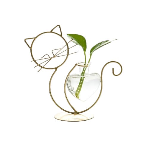 Vase soliflore Petit Chat cœur craquant en Verre soliflore Chat Style 1 Or