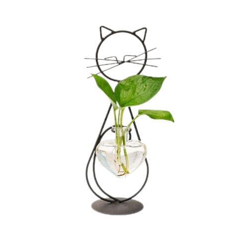 Vase soliflore Petit Chat cœur craquant en Verre soliflore Chat debout Style 2 Noir
