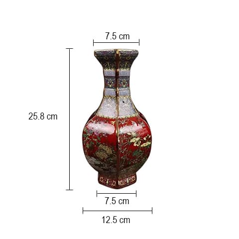 Vase antique chinois fleurs et oiseaux avec dorure en Céramique dimensions.