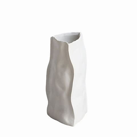 Vase artistique difforme deux tailles - Céramique original Blanc grand