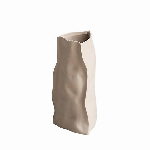 Vase artistique difforme deux tailles - Céramique original kaki grand