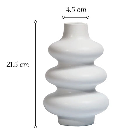Vase blanc Design anneaux superposés en Céramique dimensions.