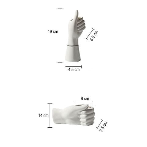 Vase blanc porcelaine main pousse levé en céramique dimensions Styles A et B.