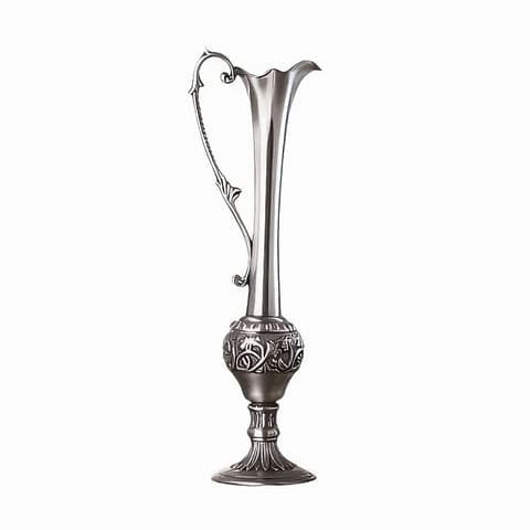 Vase carafe design rétro artisanal en métal couleur argent style A.