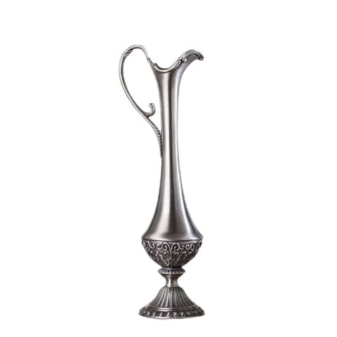 Vase carafe design rétro artisanal en métal couleur argent style C.