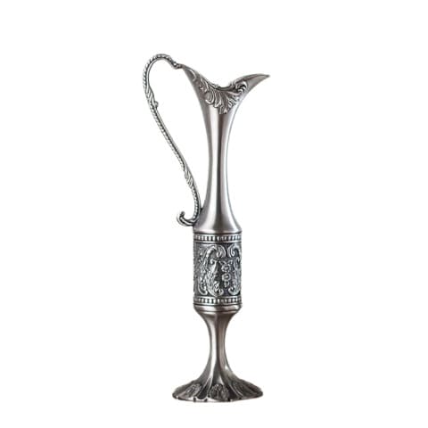 Vase carafe design rétro artisanal en métal couleur argent style D.