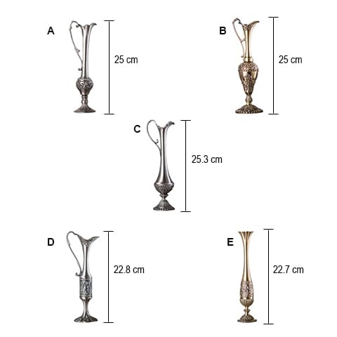 Vase carafe design rétro artisanal en Métal zinc dimensions tous les modèles.
