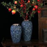 Vase Bleu Chinois Motif Fleurs Col Argenté - Vignette | Vase Cute